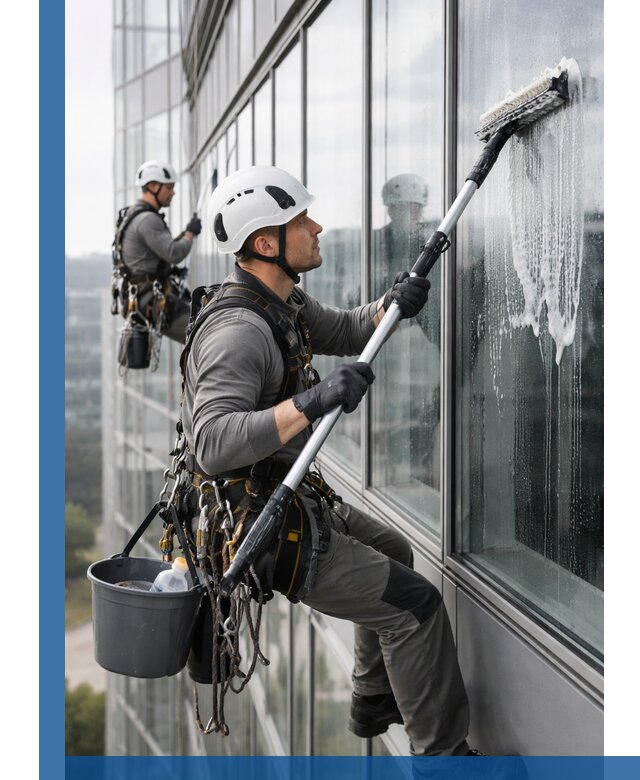 Высотная мойка сплошного остекления с выездом в Абакане