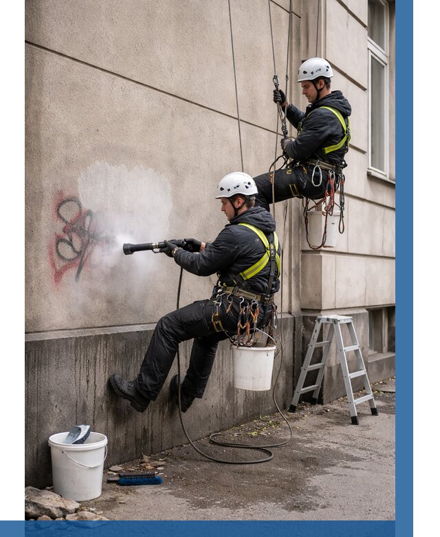 Удаление граффити с фасада в Абакане от 4597 р. | ВЫСОТНИК-Бкн