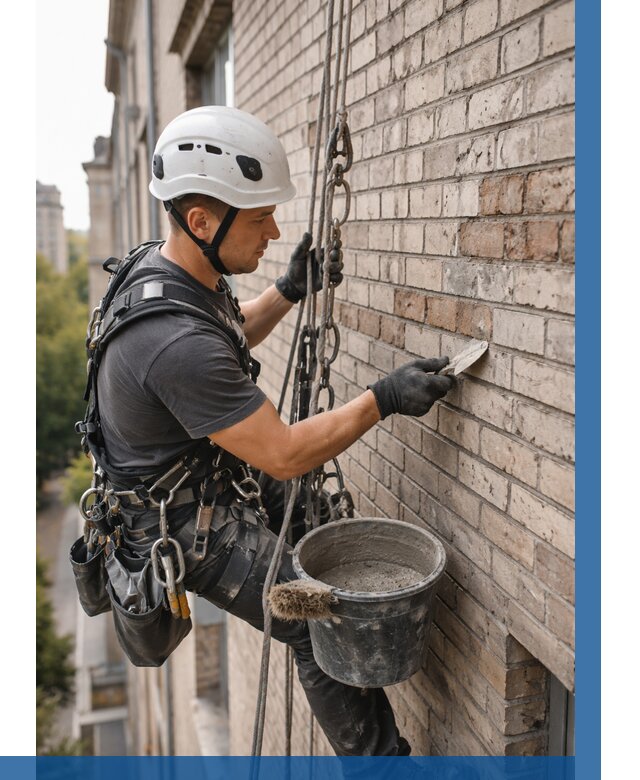 Ремонт кирпичной кладки фасада в Абакане от 1839 р. | ВЫСОТНИК-Бкн