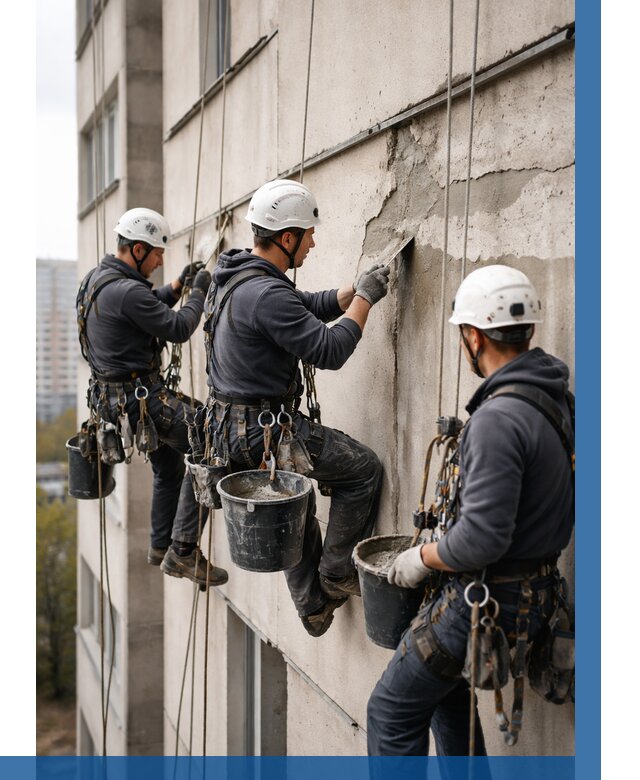 Ремонт бетонных элементов фасада в Абакане от 2554 р. | ВЫСОТНИК-Бкн