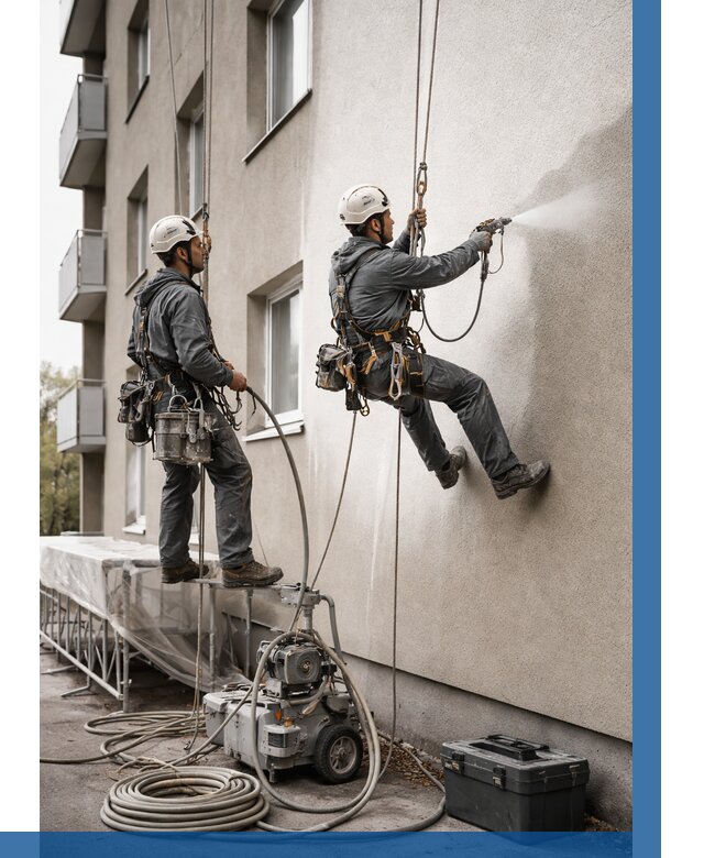 Безвоздушная покраска фасада в Абакане от 225 р/м² | ВЫСОТНИК-Бкн