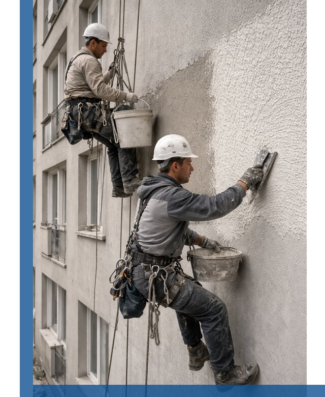 Нанесение декоративной штукатурки короед на фасад в Абакане