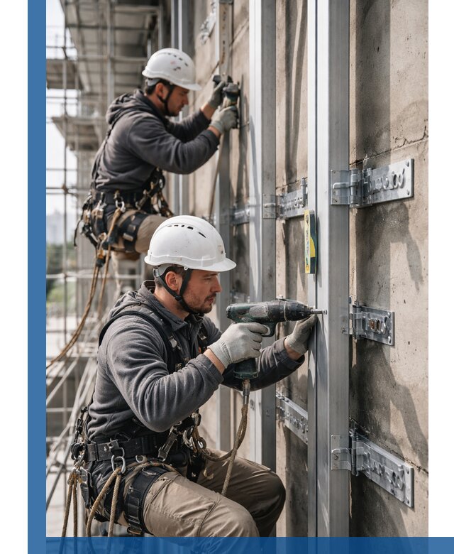 Монтаж и крепление подсистемы вентфасада в Абакане