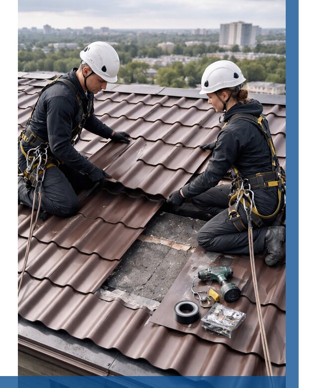 Ремонт металлочерепицы на крыше в Абакане от 919 р. | ВЫСОТНИК-Бкн