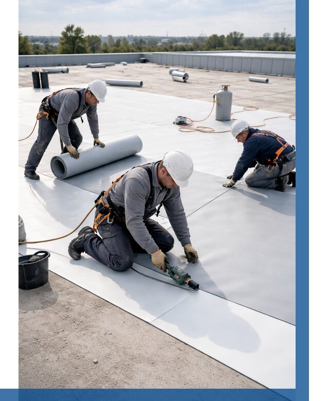 Монтаж мембранной кровли под ключ в Абакане от 1226 р. | ВЫСОТНИК-Бкн