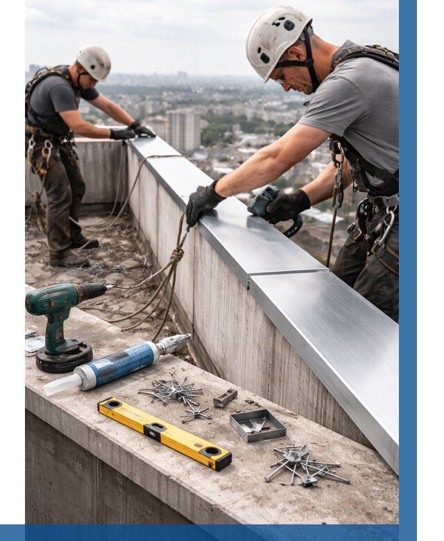 Монтаж парапетных крышек в Абакане от 817 р. | ВЫСОТНИК-Бкн