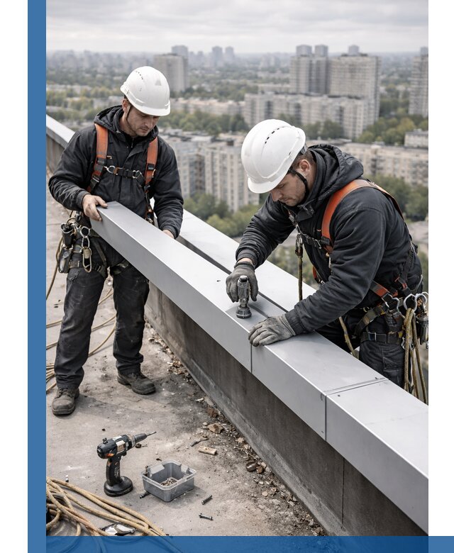 Монтаж парапетных крышек и ограждений кровли в Абакане