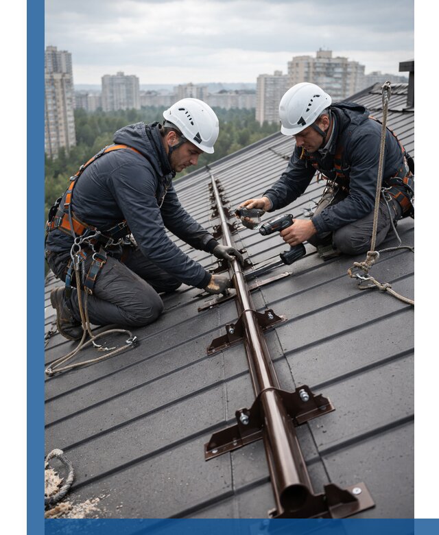 Монтаж снегозадержателей на кровле зданий в Абакане под ключ