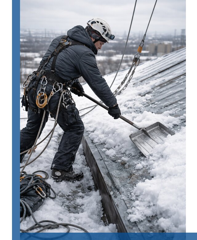 Профессиональная очистка кровли от снега и наледи в Абакане