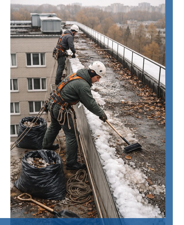 Очистка кровли по периметру в Абакане от 562 р. | ВЫСОТНИК-Бкн