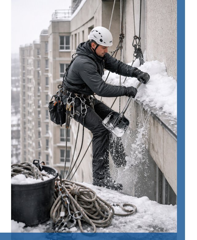 Очистка карнизов от снега в Абакане от 306 р. | ВЫСОТНИК-Бкн