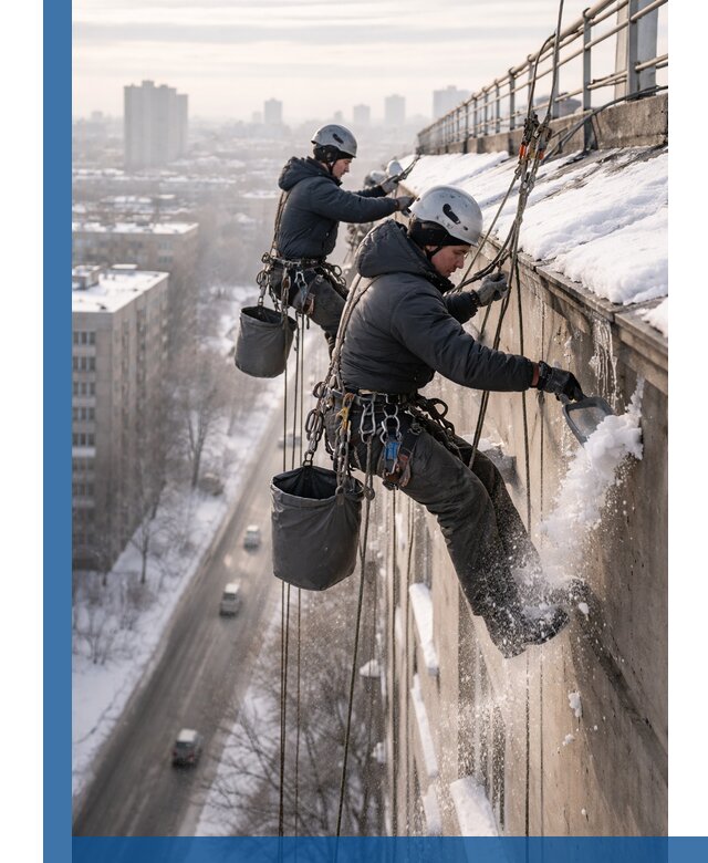 Очистка карнизов от снега в Абакане профессионально и безопасно