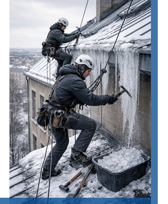 Удаление наледи с кровли в Абакане от 5618 р. | ВЫСОТНИК-Бкн