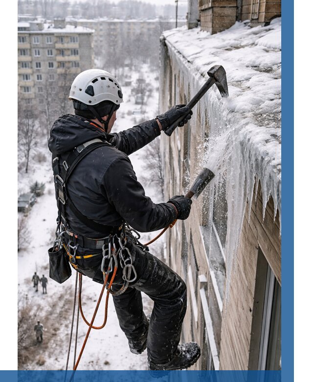 Сбивание сосулек с крыши в Абакане по цене от 4597 р. | ВЫСОТНИК-Бкн