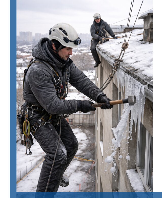 Сбивание и удаление сосулек с крыши в Абакане безопасно