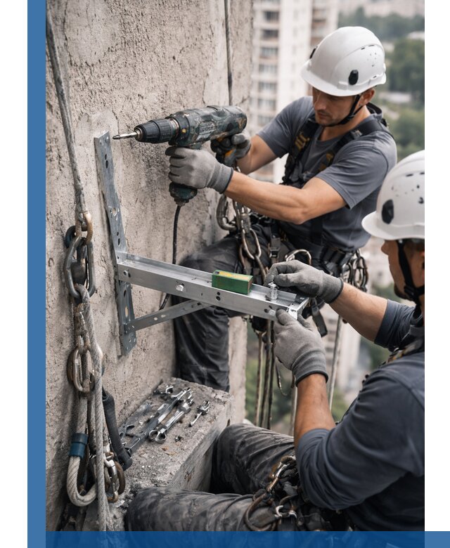 Установка кронштейнов кондиционера и крепежа в Абакане