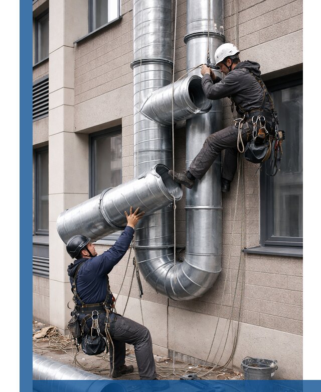 Монтаж фасадных воздуховодов в Абакане с герметизацией и крепежом