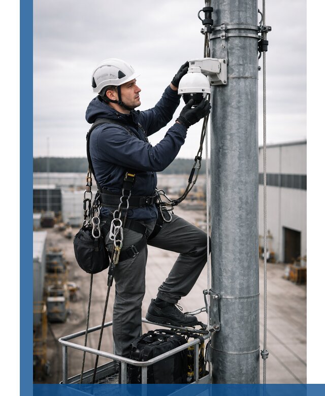 Профессиональная установка видеокамер на мачте в Абакане