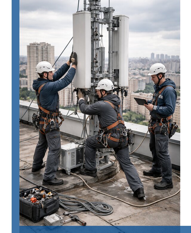 Монтаж антенн связи на крыше в Абакане с вводом в эксплуатацию