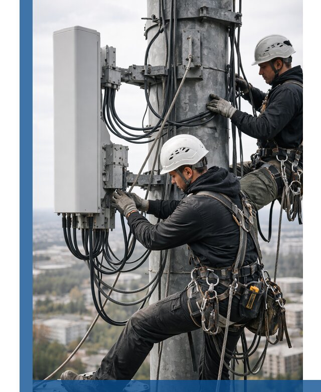 Монтаж оборудования связи на мачте в Абакане с пусконаладкой