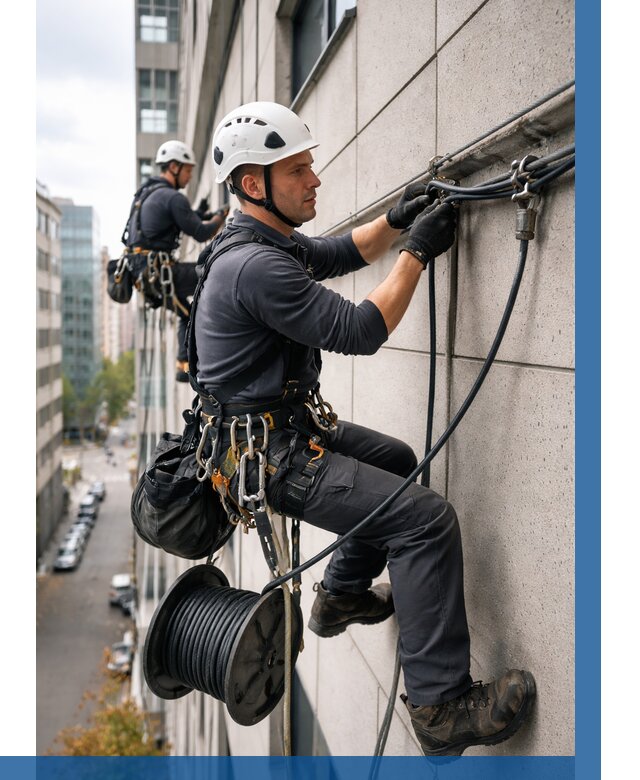 Прокладка кабеля по фасаду в Абакане от 358 р. | ВЫСОТНИК-Бкн