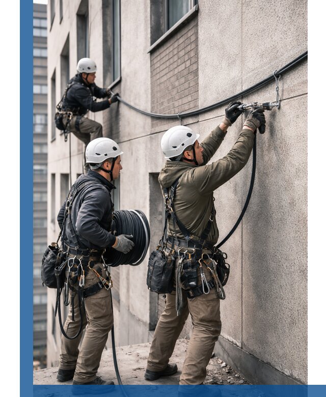 Прокладка кабеля по фасаду в Абакане, профессиональный монтаж