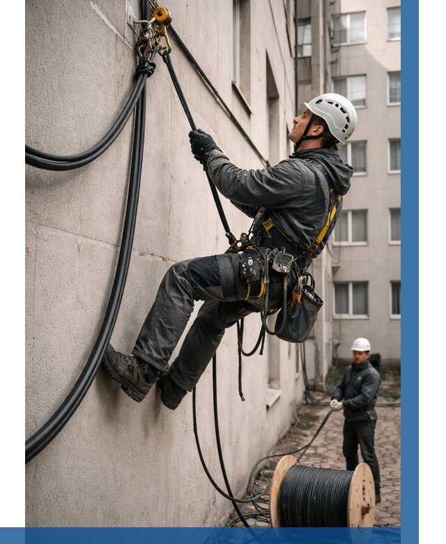 Протяжка кабеля питания на высоте в Абакане от 460 р. | ВЫСОТНИК-Бкн