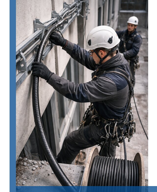 Протяжка кабеля питания на высоте в Абакане с гарантией безопасности и качества