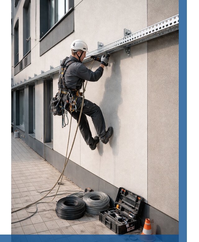 Монтаж кабельных лотков на фасаде в Абакане от 1226 р. | ВЫСОТНИК-Бкн