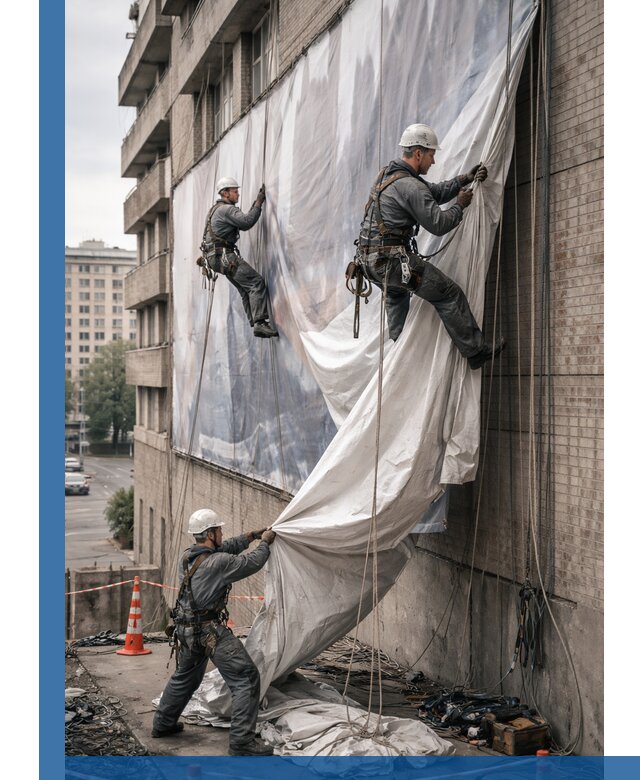 Демонтаж баннеров с фасада в Абакане оперативно и безопасно