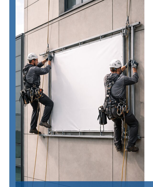 Монтаж наружной рекламной вывески в Абакане под ключ