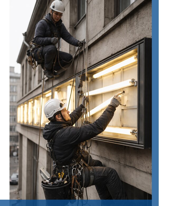 Замена ламп в вывеске в Абакане под ключ от 3575 р. | ВЫСОТНИК-Бкн