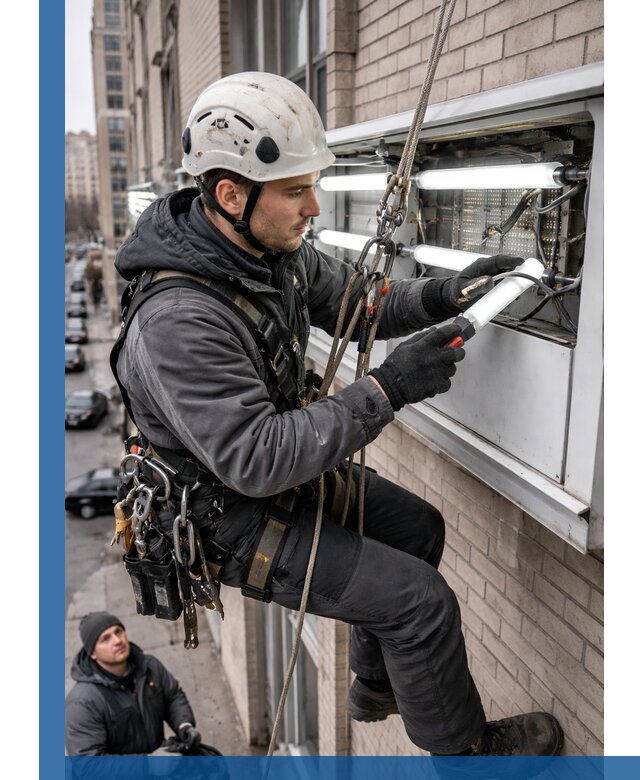 Профессиональная замена ламп в наружной вывеске в Абакане