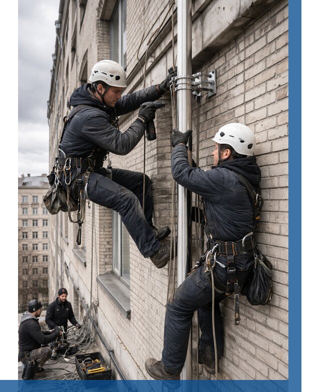 Монтаж флагштока на здании в Абакане от 6640 р. | ВЫСОТНИК-Бкн