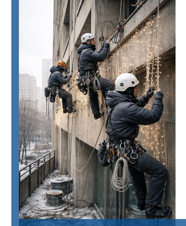 Монтаж новогодней иллюминации и украшение фасадов в Абакане