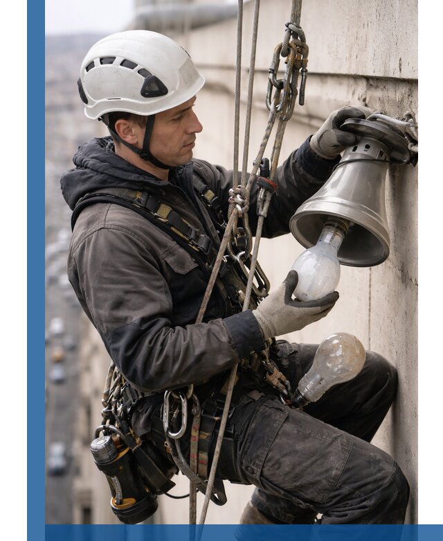 Замена ламп на высоте в Абакане профессионально и быстро