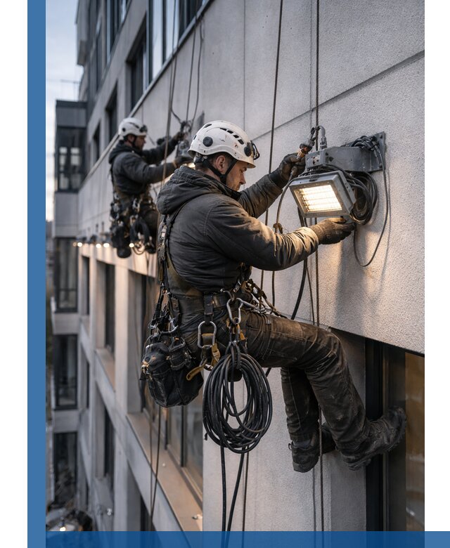 Монтаж фасадного освещения в Абакане установка и подключение