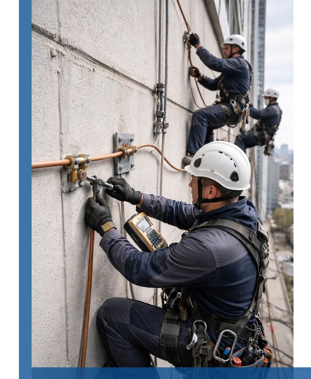 Монтаж системы заземления здания и молниезащиты в Абакане