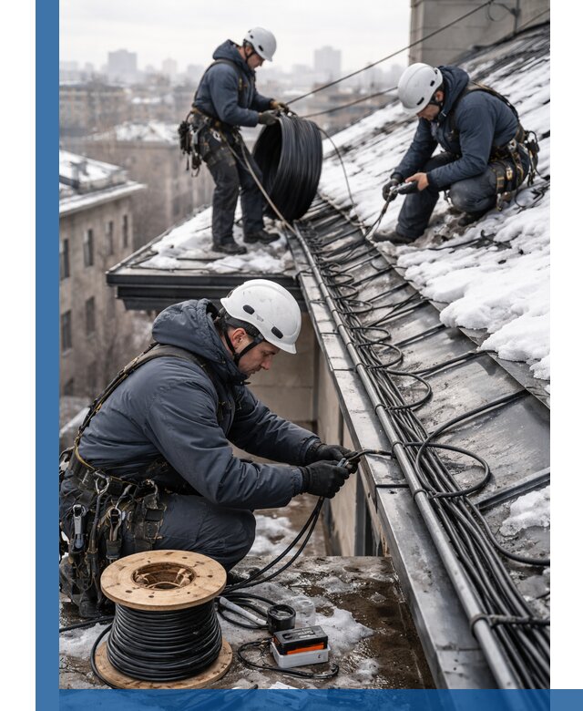 Монтаж греющего кабеля на кровле в Абакане под ключ