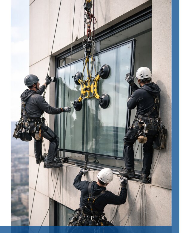 Монтаж стеклопакетов на высоте в Абакане от 3269 р. | ВЫСОТНИК-Бкн