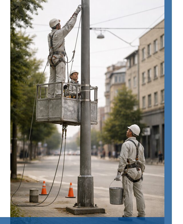 Покраска опор освещения в Абакане от 5108 р. | ВЫСОТНИК-Бкн