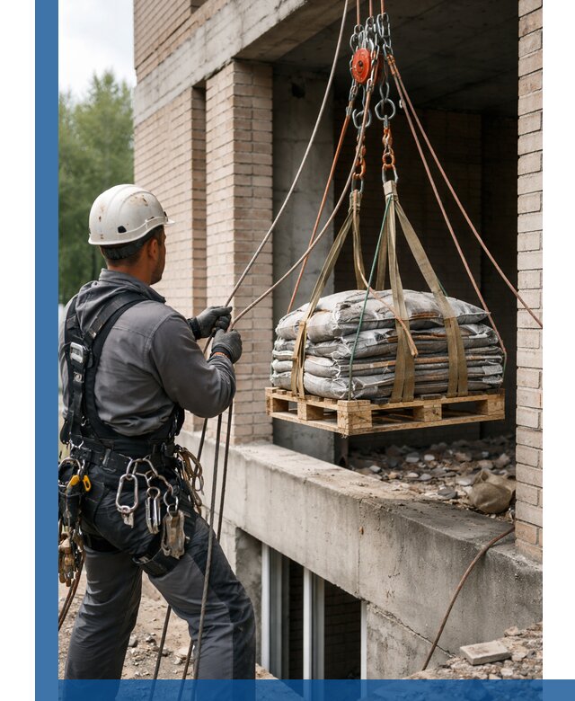 Подъем материалов на этаж веревками в Абакане оперативно