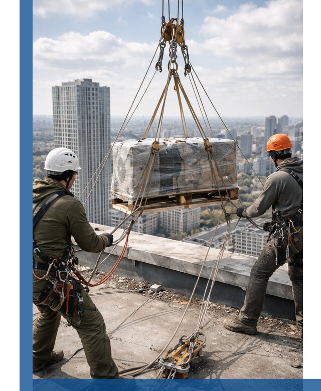 Подъем и монтаж крупногабаритных грузов на крышу в Абакане