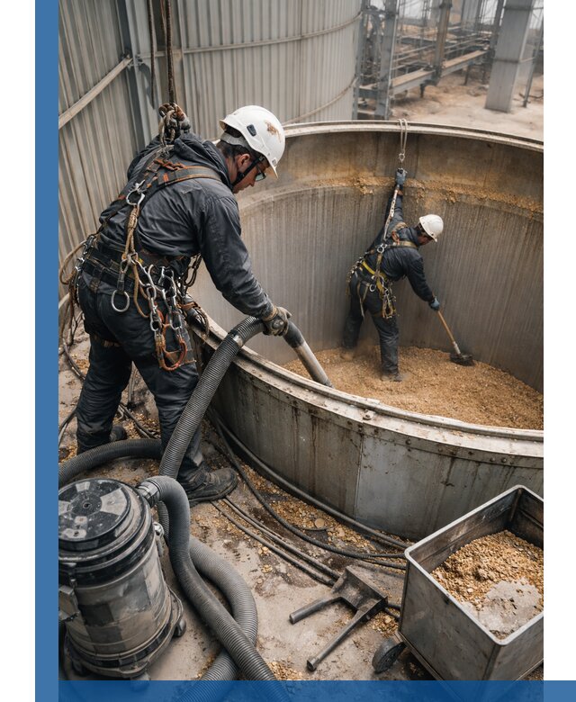 Профессиональная чистка зерновых бункеров в Абакане с выездом