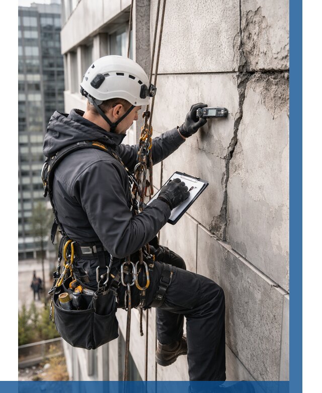 Обследование фасада альпинистами в Абакане от 123 р. | ВЫСОТНИК-Бкн