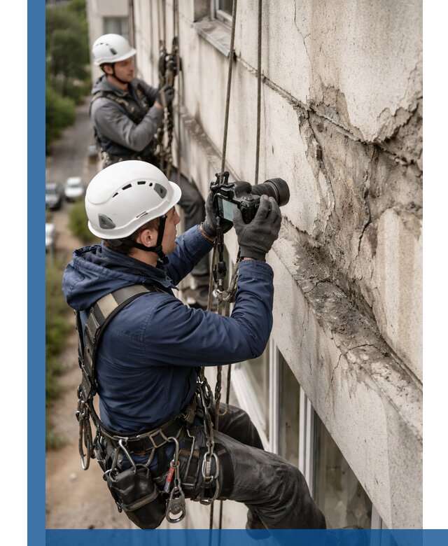 Фотофиксация дефектов фасада с высотной съемкой в Абакане