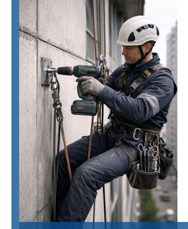 Установка анкерных точек для высотных работ в Абакане